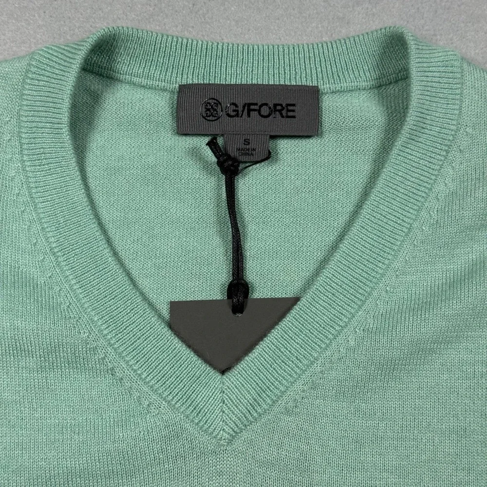G/FORE Mens Mint Green 100% Cashmere V-Neck Golf Sweater NWT Small